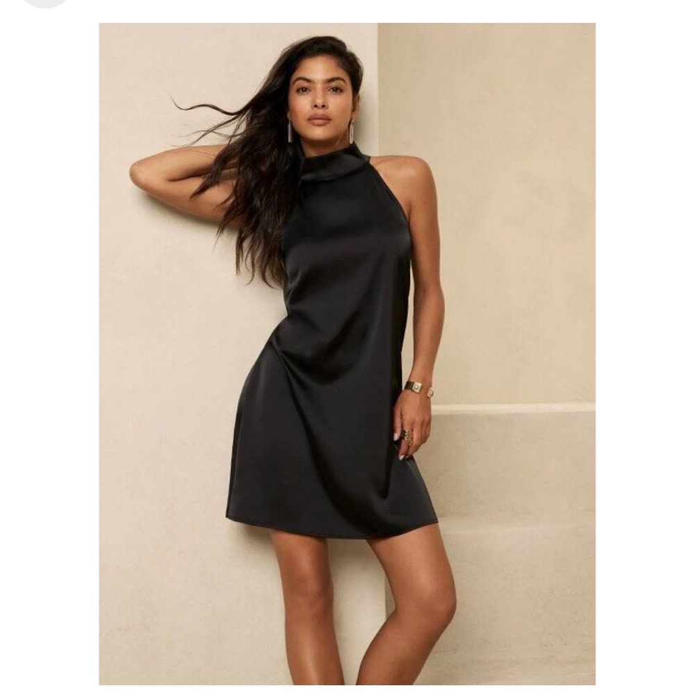 WORN ONCE | Banana Republic Mini Halter Slip Dress Black Size M